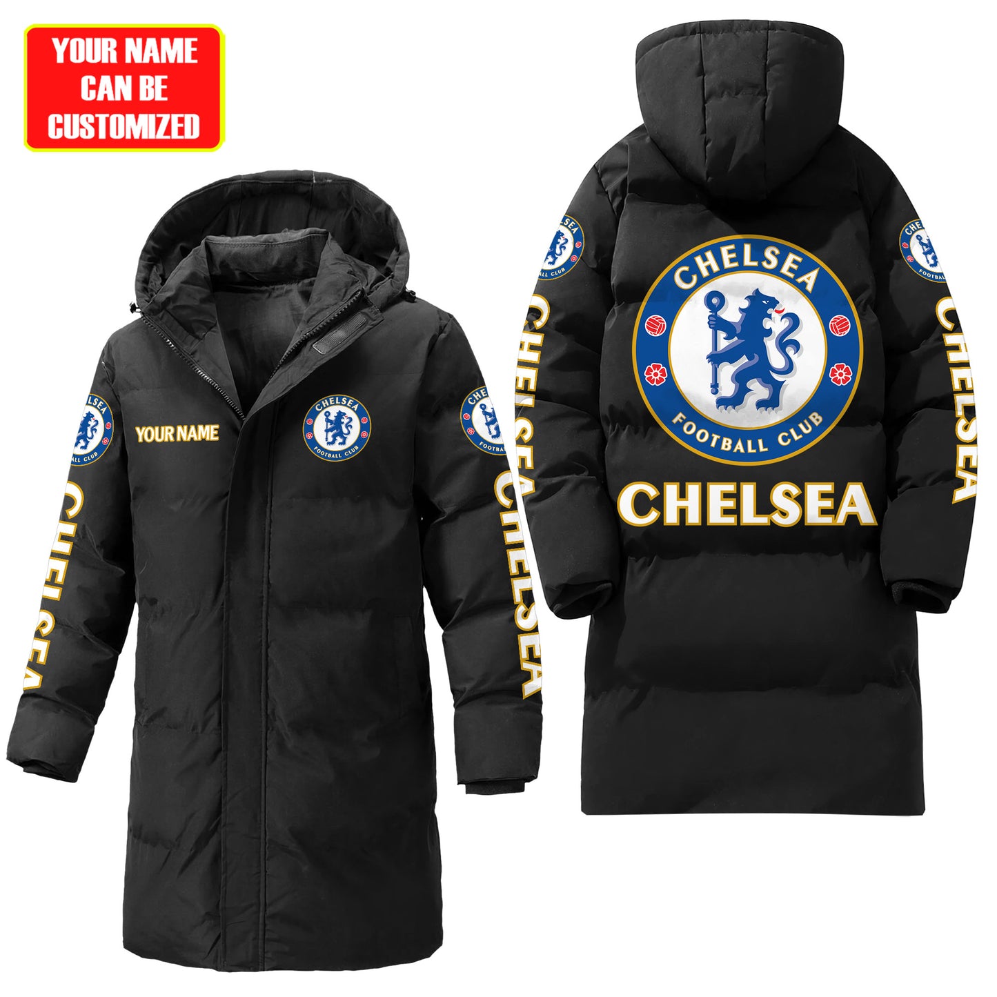 Personalized Chelsea Long Padded Coat , Thick And Warm , Hooded Cotton Coat S300916