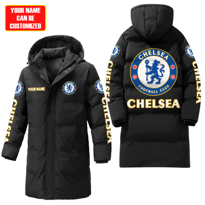 Personalized Chelsea Long Padded Coat , Thick And Warm , Hooded Cotton Coat S300916