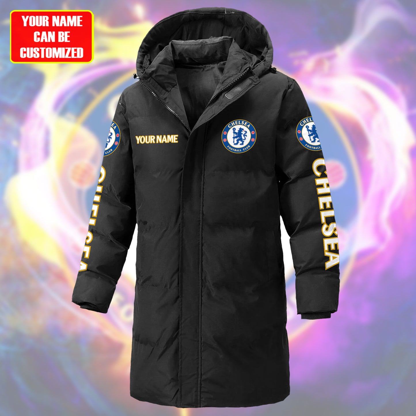 Personalized Chelsea Long Padded Coat , Thick And Warm , Hooded Cotton Coat S300916