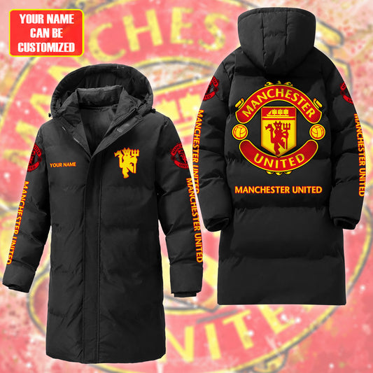 Manchester United FC Long Padded Coat , Thick And Warm , Hooded Cotton Coat QB011002