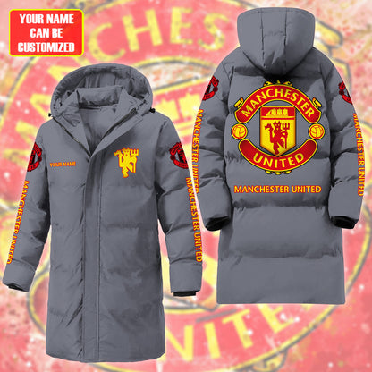 Manchester United FC Long Padded Coat , Thick And Warm , Hooded Cotton Coat QB011002