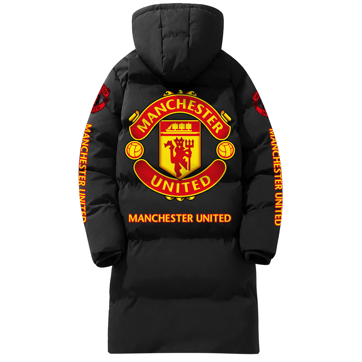 Manchester United FC Long Padded Coat , Thick And Warm , Hooded Cotton Coat QB011002