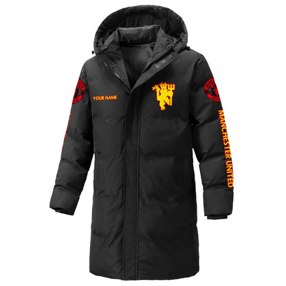 Manchester United FC Long Padded Coat , Thick And Warm , Hooded Cotton Coat QB011002