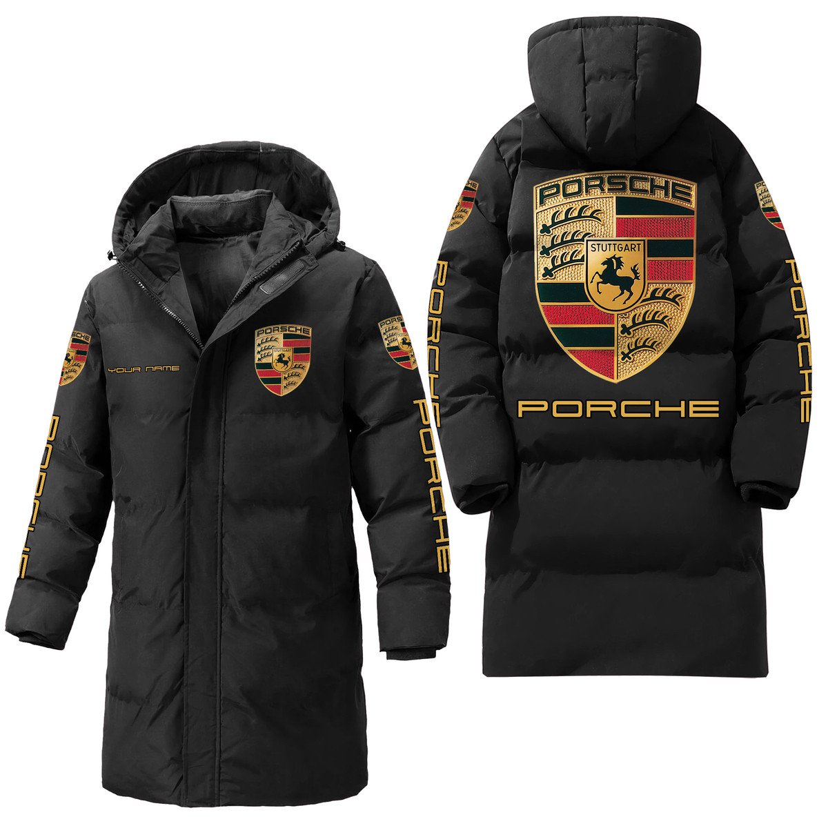 Personalized Pors Long Padded Coat , Thick And Warm , Hooded Cotton Coat QB011003
