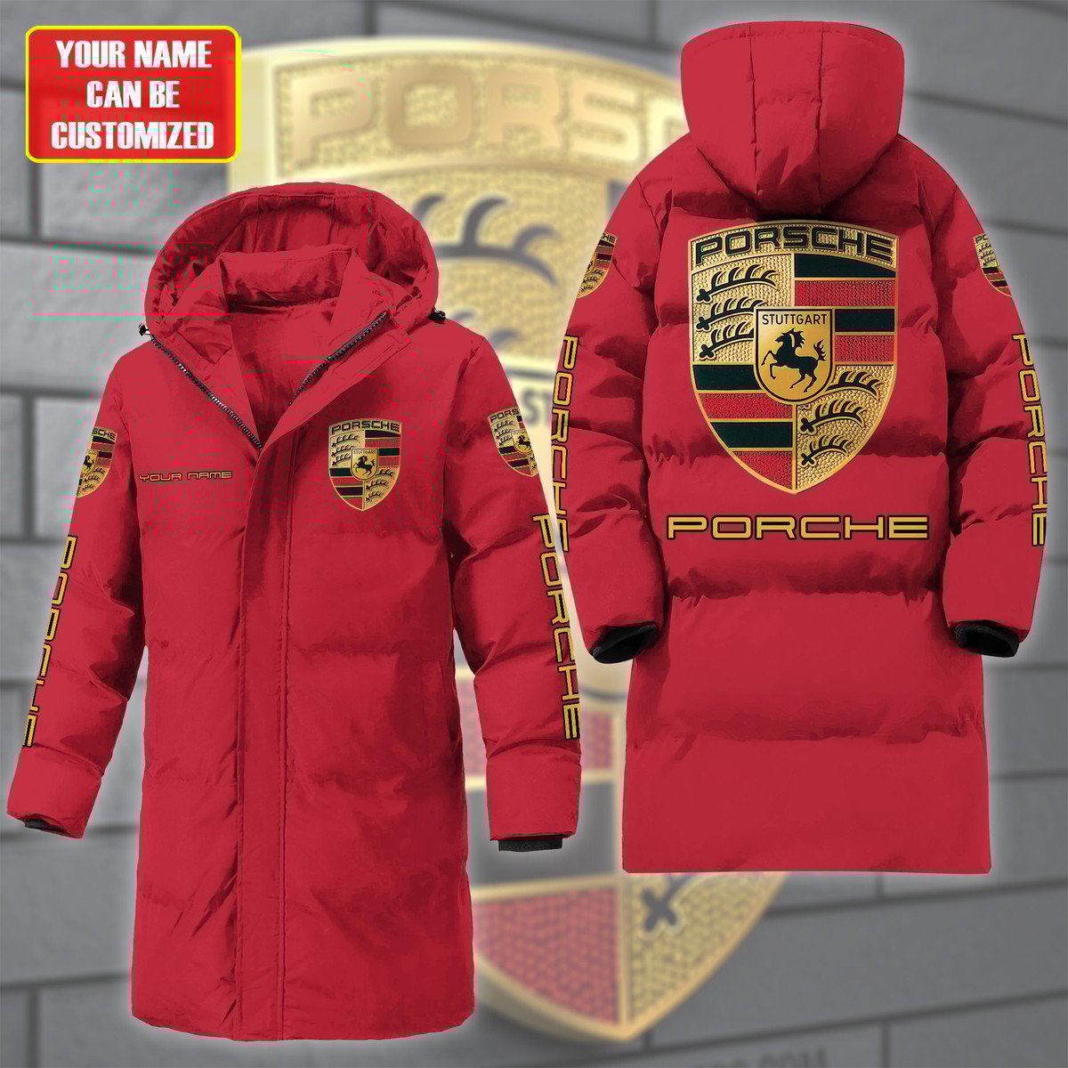 Personalized Pors Long Padded Coat , Thick And Warm , Hooded Cotton Coat QB011003