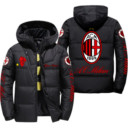 Personalized AC Milan Puffer Thermal Jacket With Hood QB011006