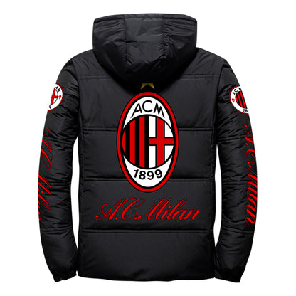 Personalized AC Milan Puffer Thermal Jacket With Hood QB011006