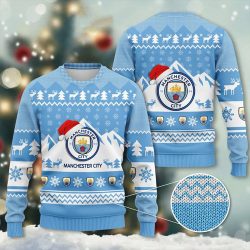 Manchester City S2 Ugly Christmas Sweater , Unisex Wool Sweater
