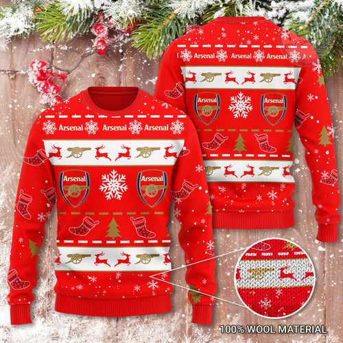 Arsenal Ugly Christmas Sweater , Unisex Wool Sweater P2