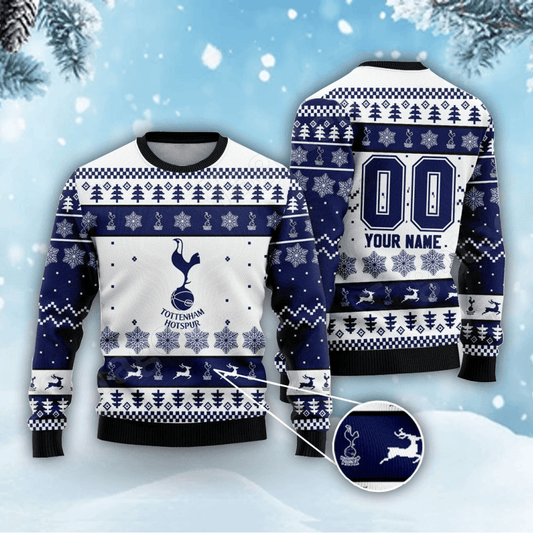 Personalized Tottenham Hotspur Q8 Ugly Christmas Sweater , Unisex Wool Sweater