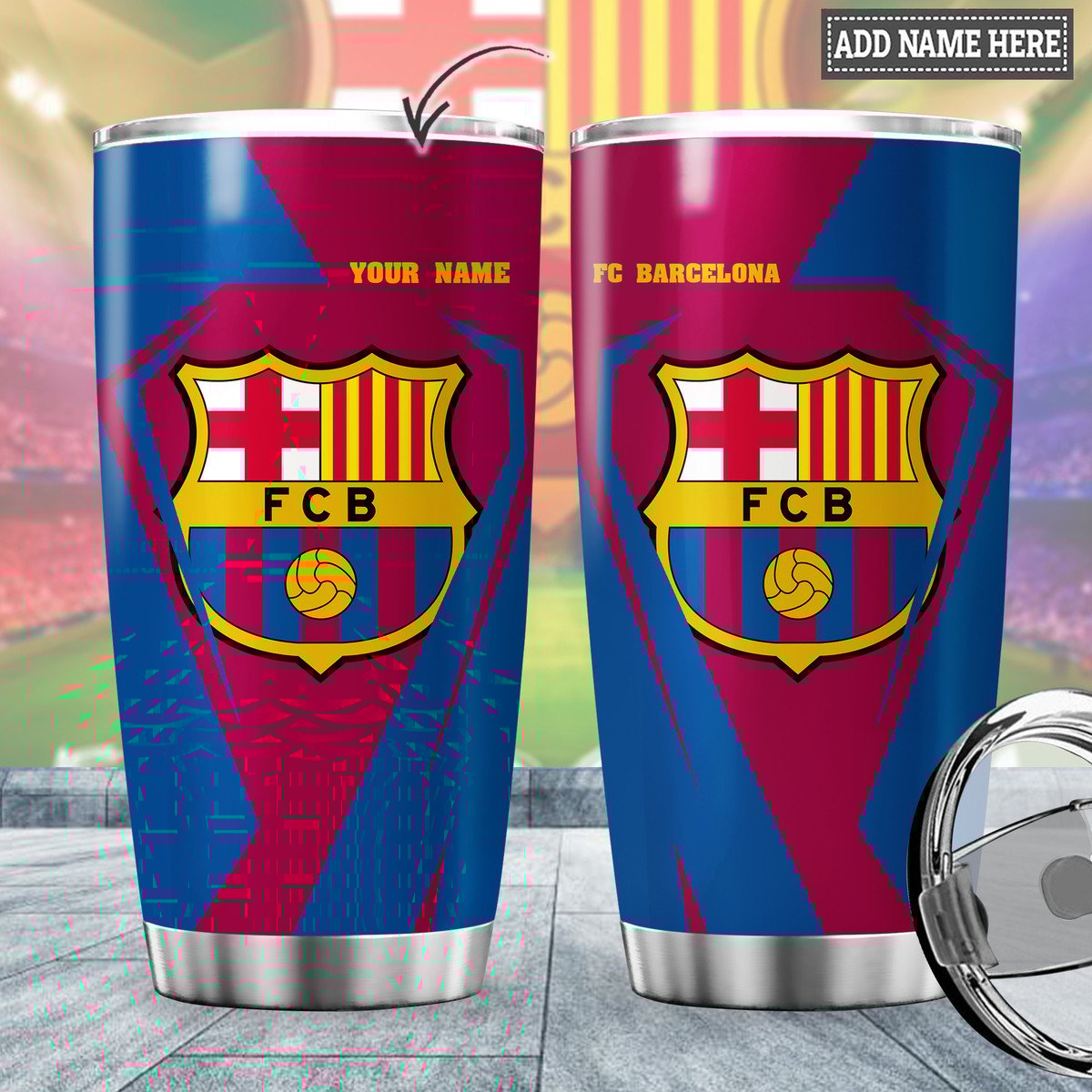 Personalized Name FC Barcelona V4 Stainless Tumbler 20oz 30oz Cup Q031002
