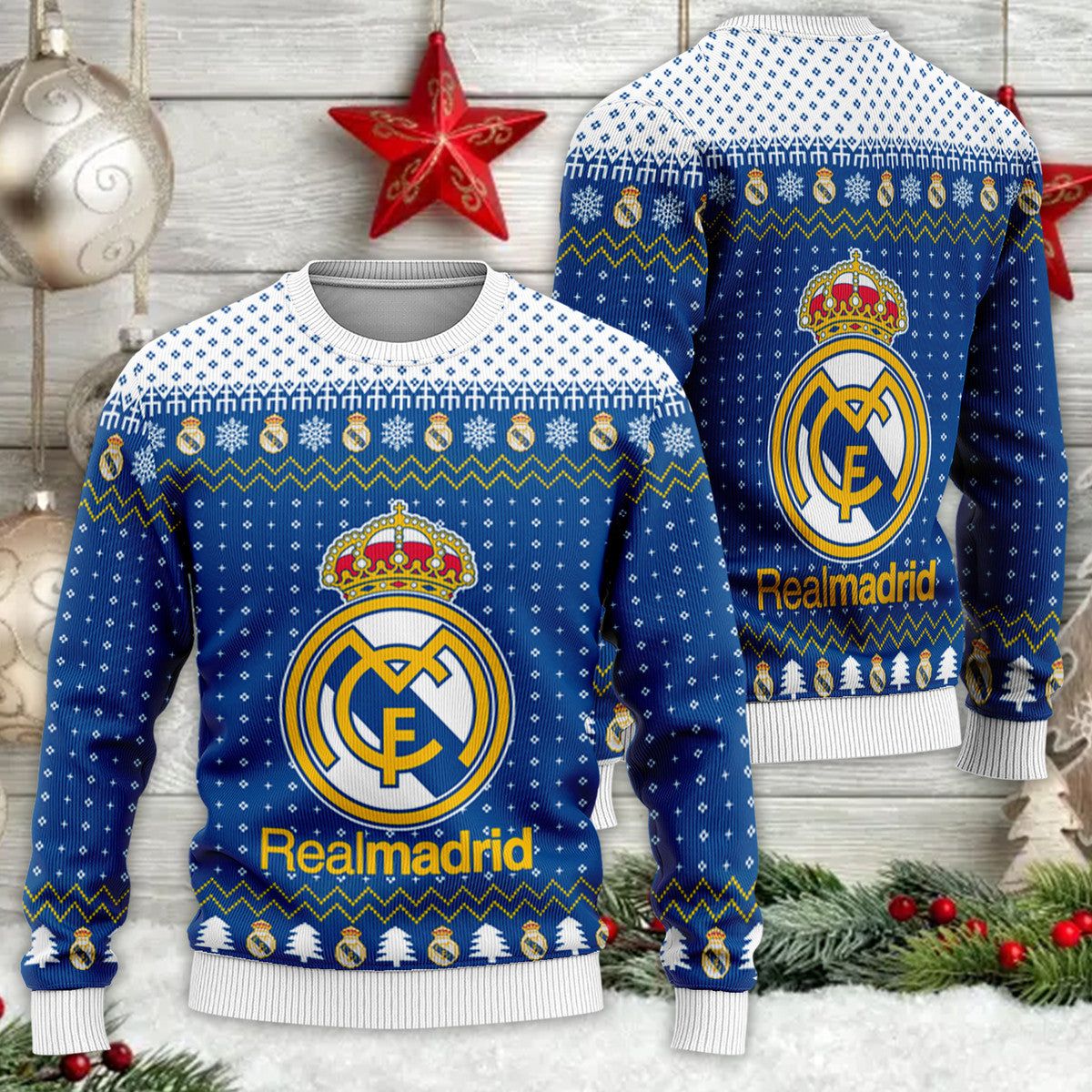 Real Madrid S4 Ugly Christmas Sweater , Unisex Wool Sweater S051005