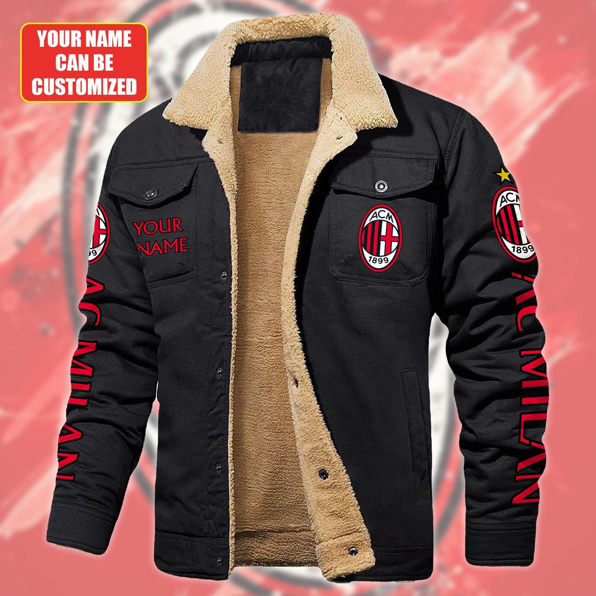 Personalized AC Milan Fleece Thermal Cotton Jacket S180905