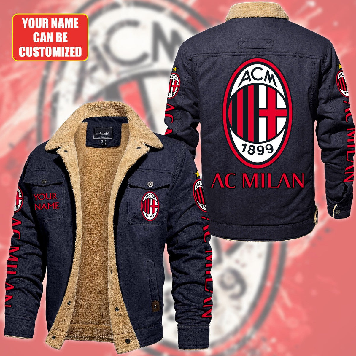 Personalized AC Milan Fleece Thermal Cotton Jacket S180905