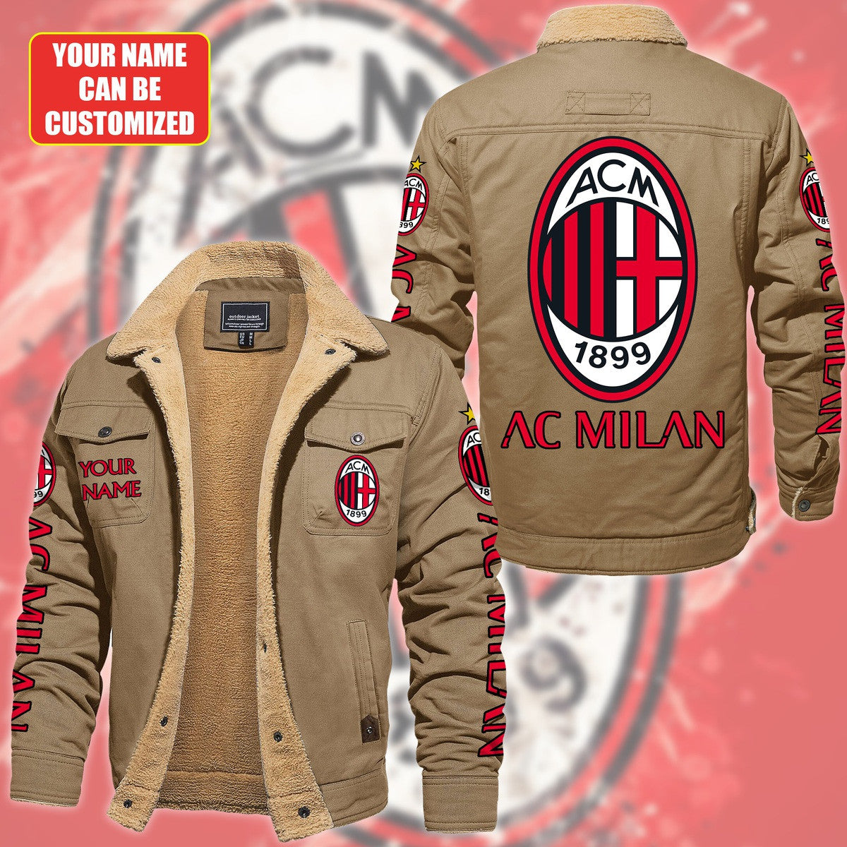 Personalized AC Milan Fleece Thermal Cotton Jacket S180905
