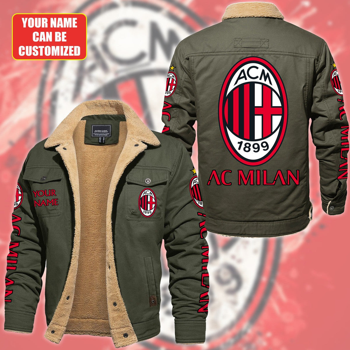 Personalized AC Milan Fleece Thermal Cotton Jacket S180905