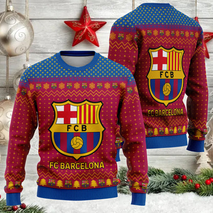 Barcelona S2 Ugly Christmas Sweater , Unisex Wool Sweater S071005