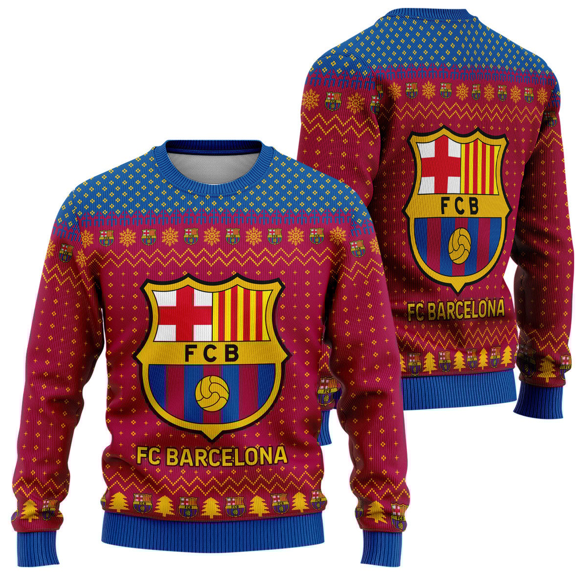 Barcelona S2 Ugly Christmas Sweater , Unisex Wool Sweater S071005