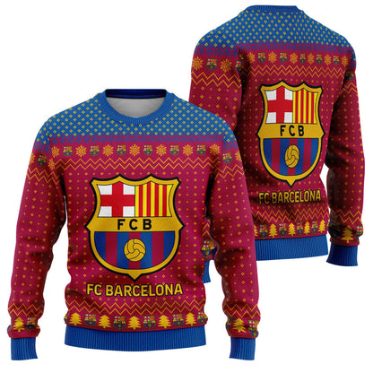 Barcelona S2 Ugly Christmas Sweater , Unisex Wool Sweater S071005