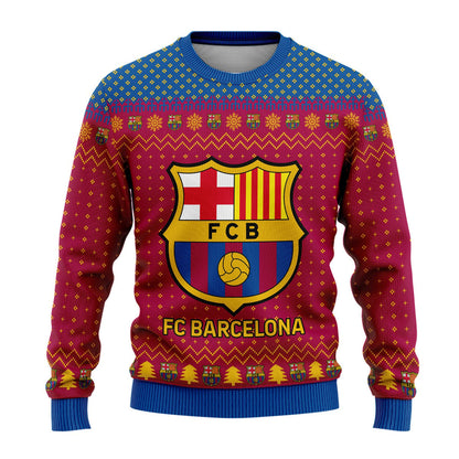 Barcelona S2 Ugly Christmas Sweater , Unisex Wool Sweater S071005