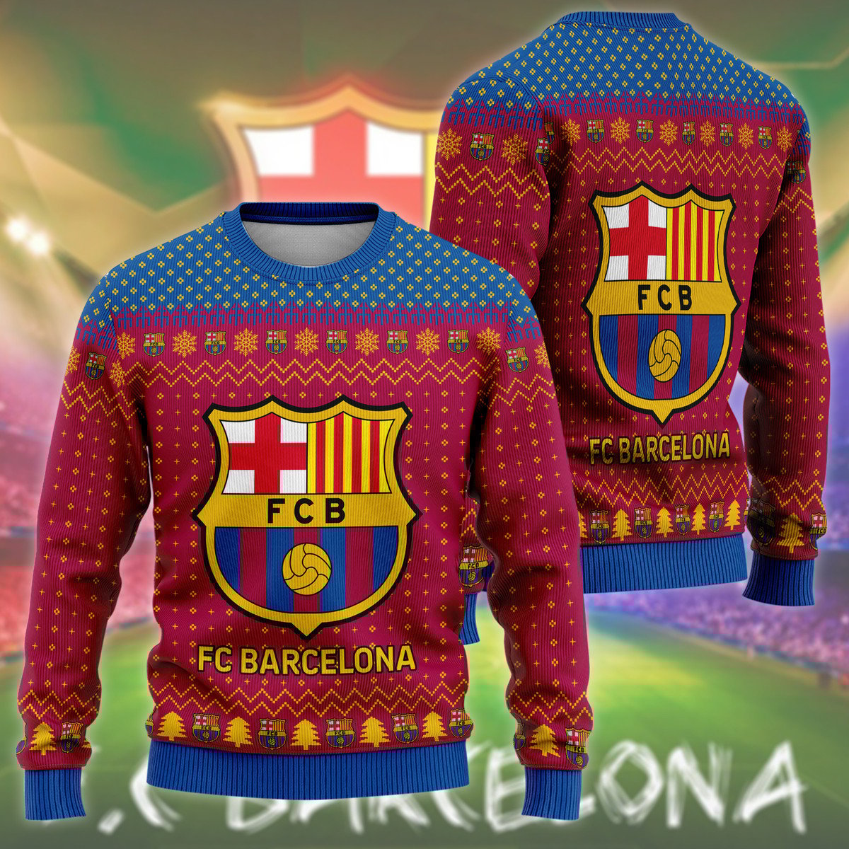 Barcelona S2 Ugly Christmas Sweater , Unisex Wool Sweater S071005