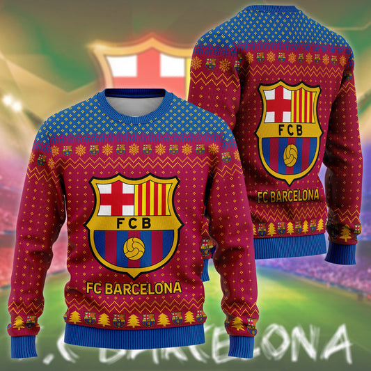 Barcelona S2 Ugly Christmas Sweater , Unisex Wool Sweater S071005