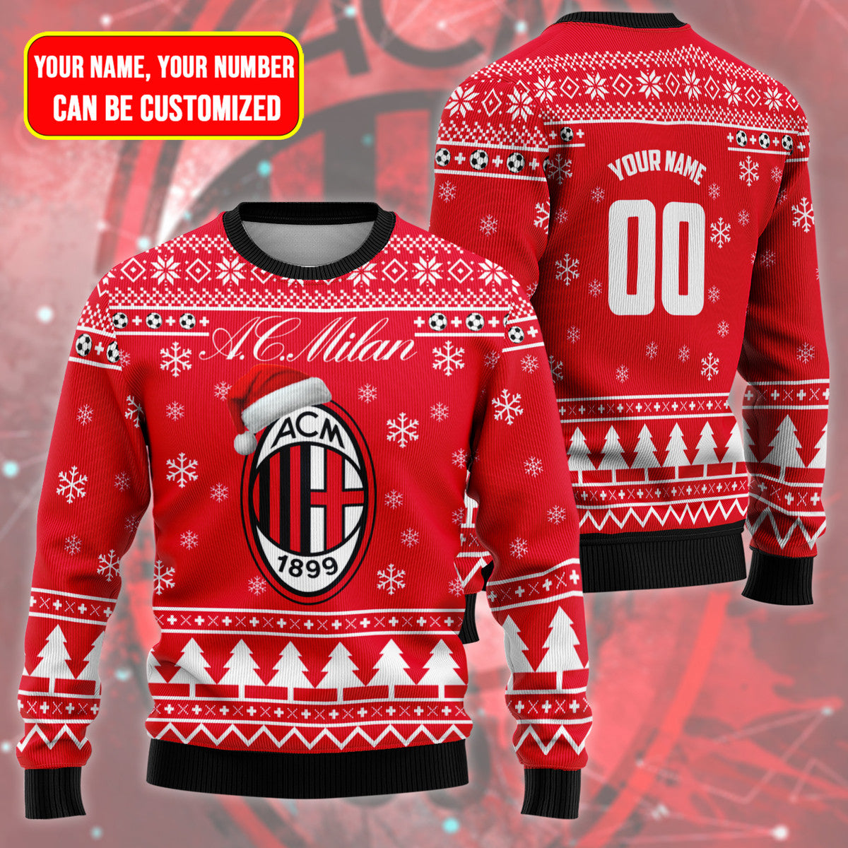 AC Milan Ugly Christmas Sweater , Unisex Wool Sweater QB240902