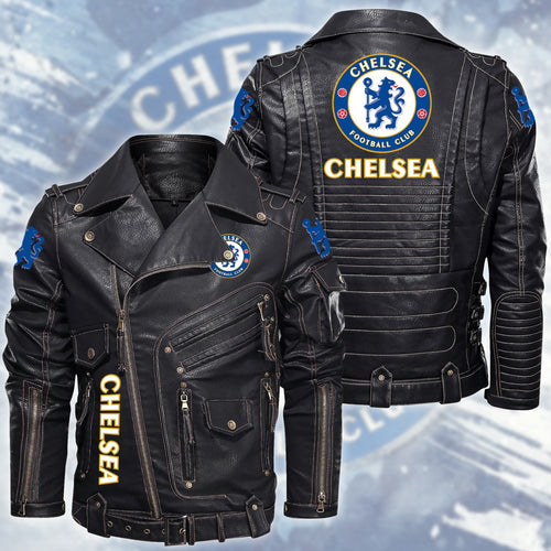 Chelsea Belt Solid Zipper Street Leather Jacket S100801
