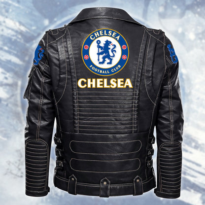 Chelsea Belt Solid Zipper Street Leather Jacket S100801