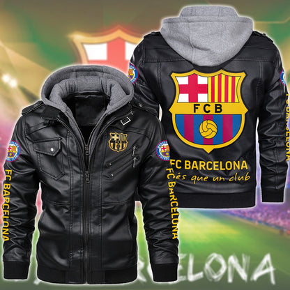 Barcelona Leather Jacket with Hood QB091008