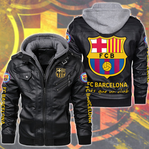 Barcelona Leather Jacket with Hood QB091008