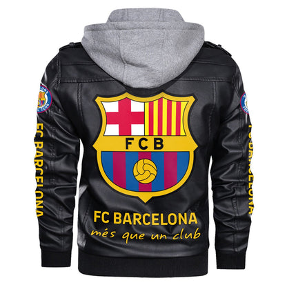 Barcelona Leather Jacket with Hood QB091008