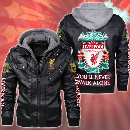 Liverpool Leather Jacket with Hood QB091007
