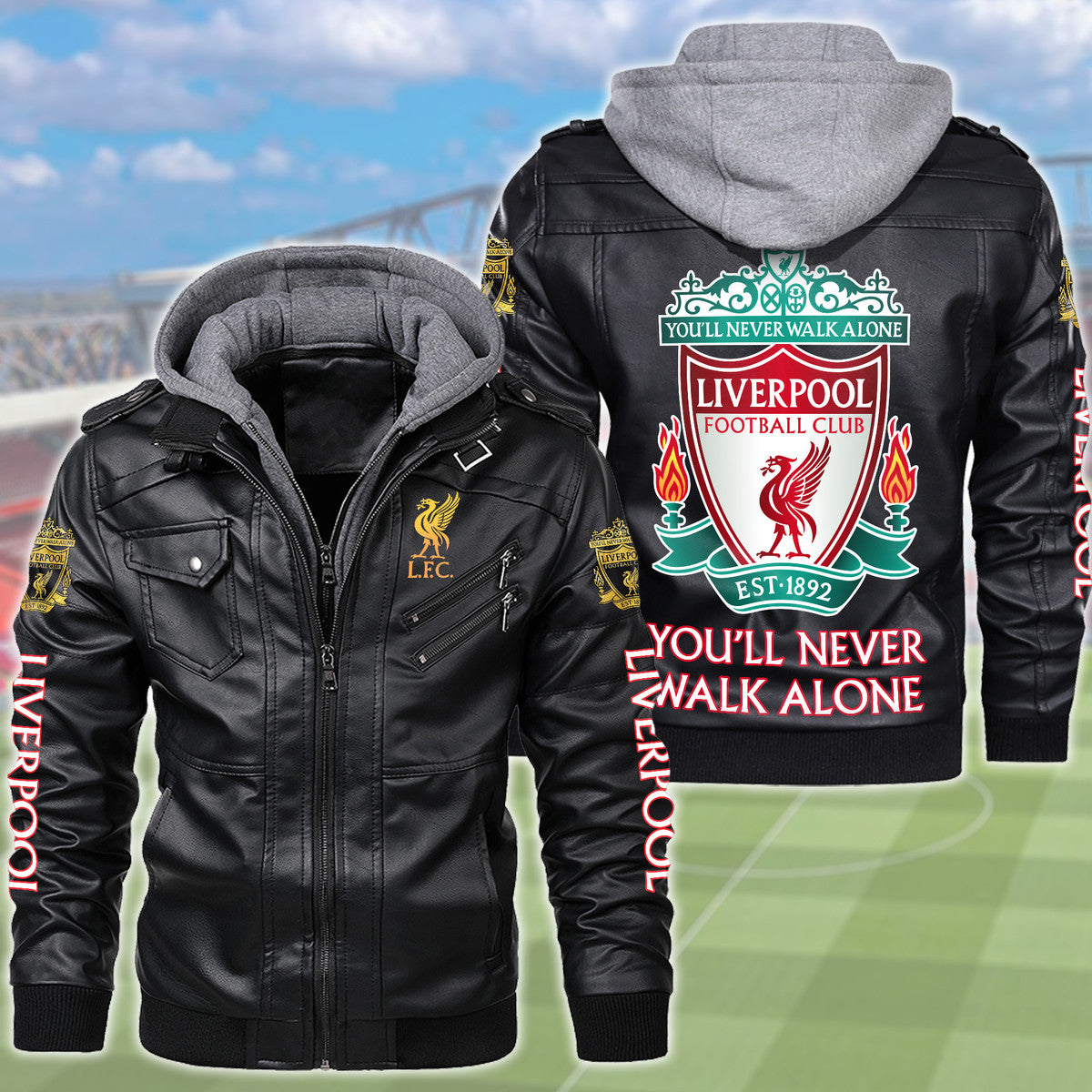 Liverpool Leather Jacket with Hood QB091007