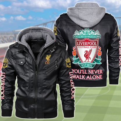 Liverpool Leather Jacket with Hood QB091007