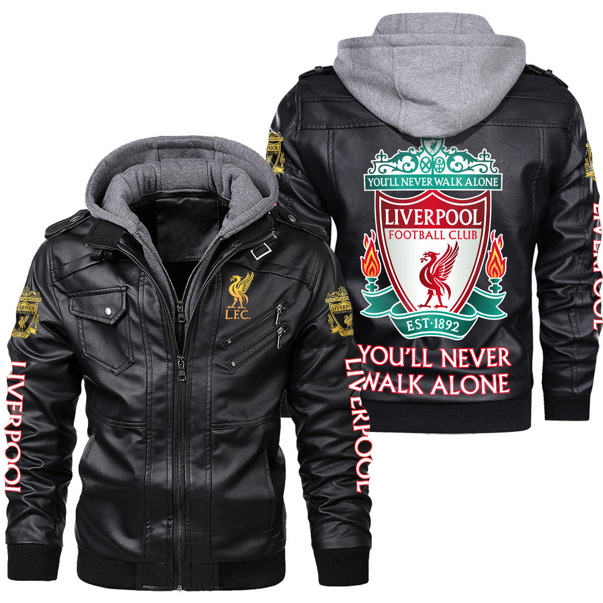 Liverpool Leather Jacket with Hood QB091007