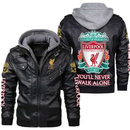 Liverpool Leather Jacket with Hood QB091007