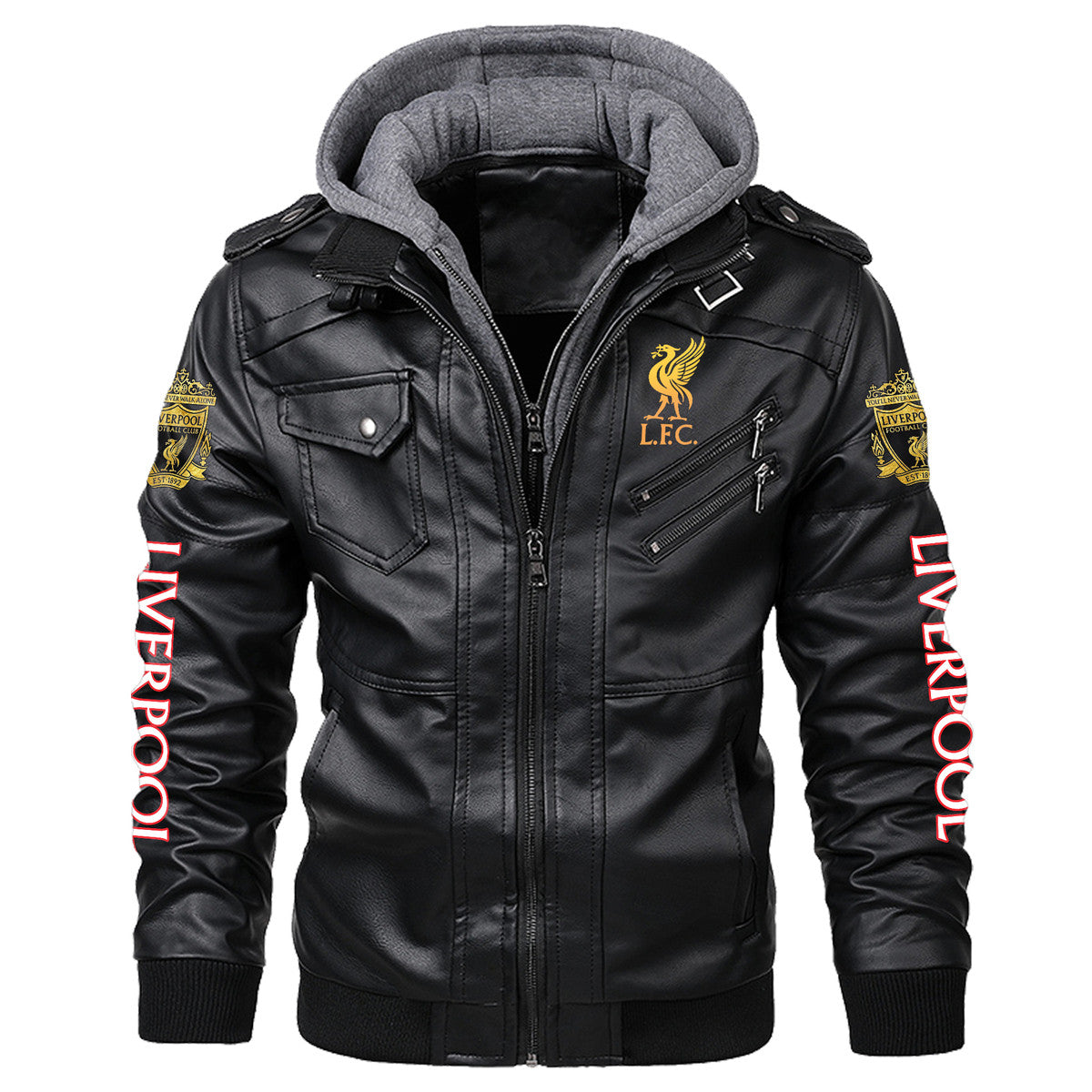 Liverpool Leather Jacket with Hood QB091007