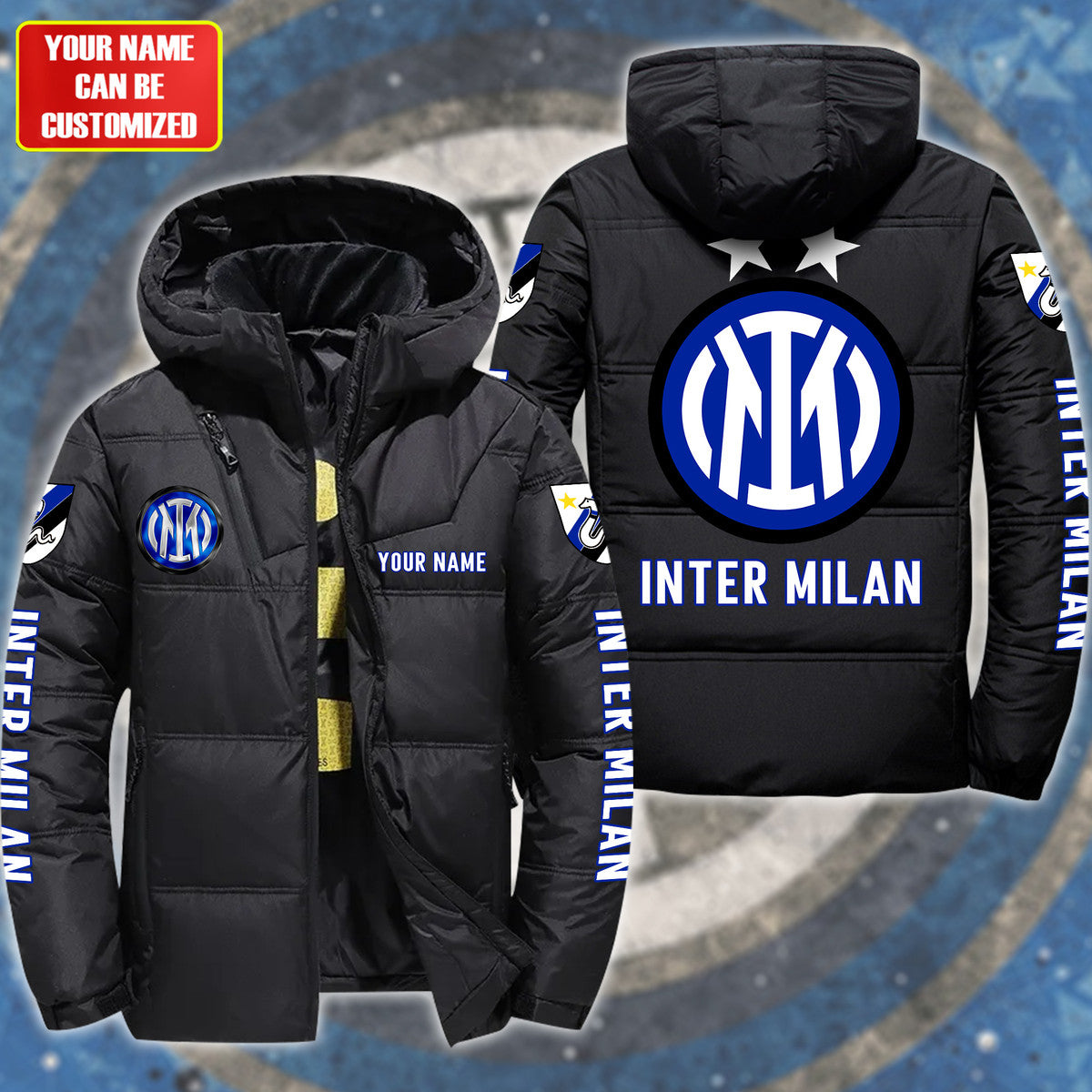 Personalized Inter Milan Puffer Thermal Jacket With Hood Q071006