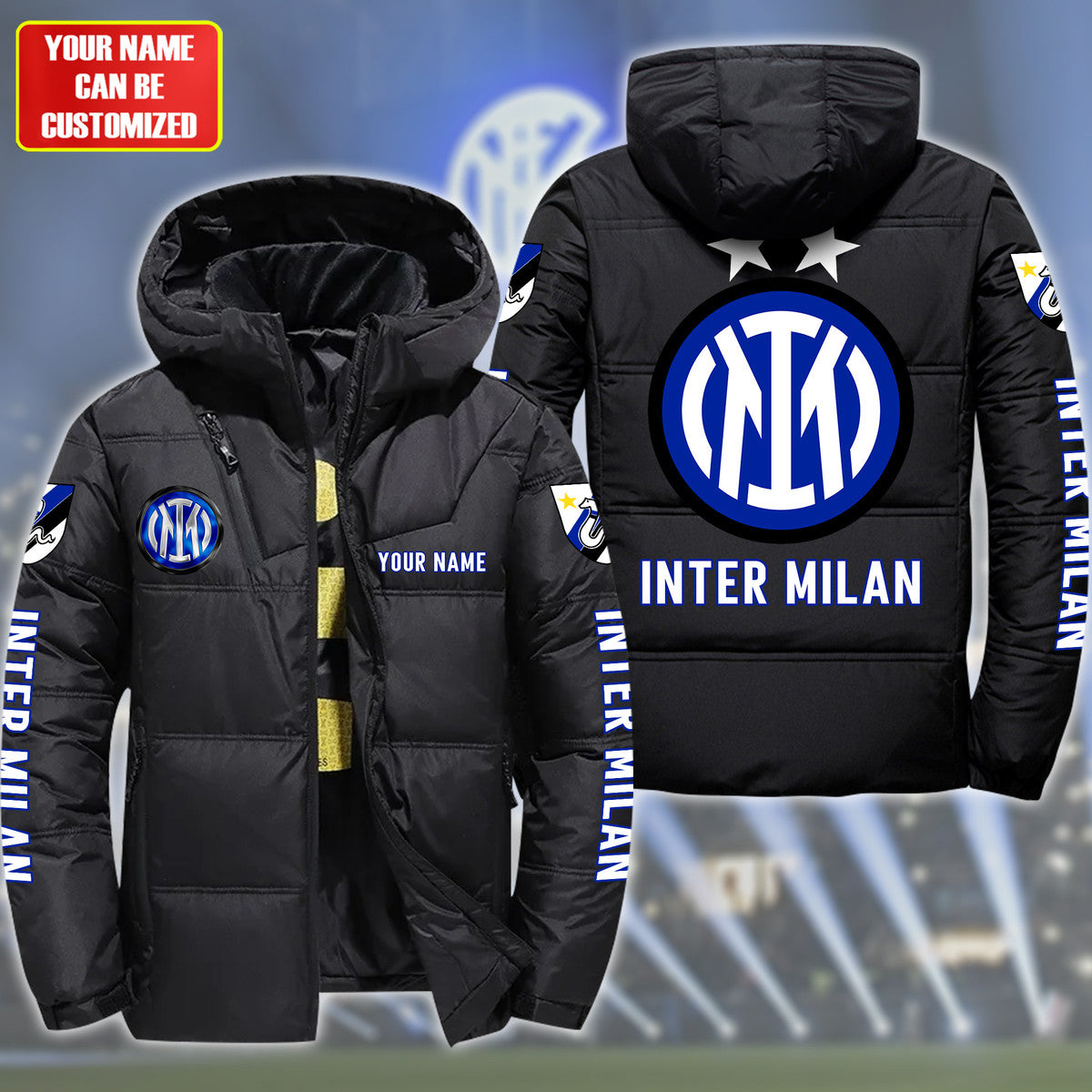 Personalized Inter Milan Puffer Thermal Jacket With Hood Q071006