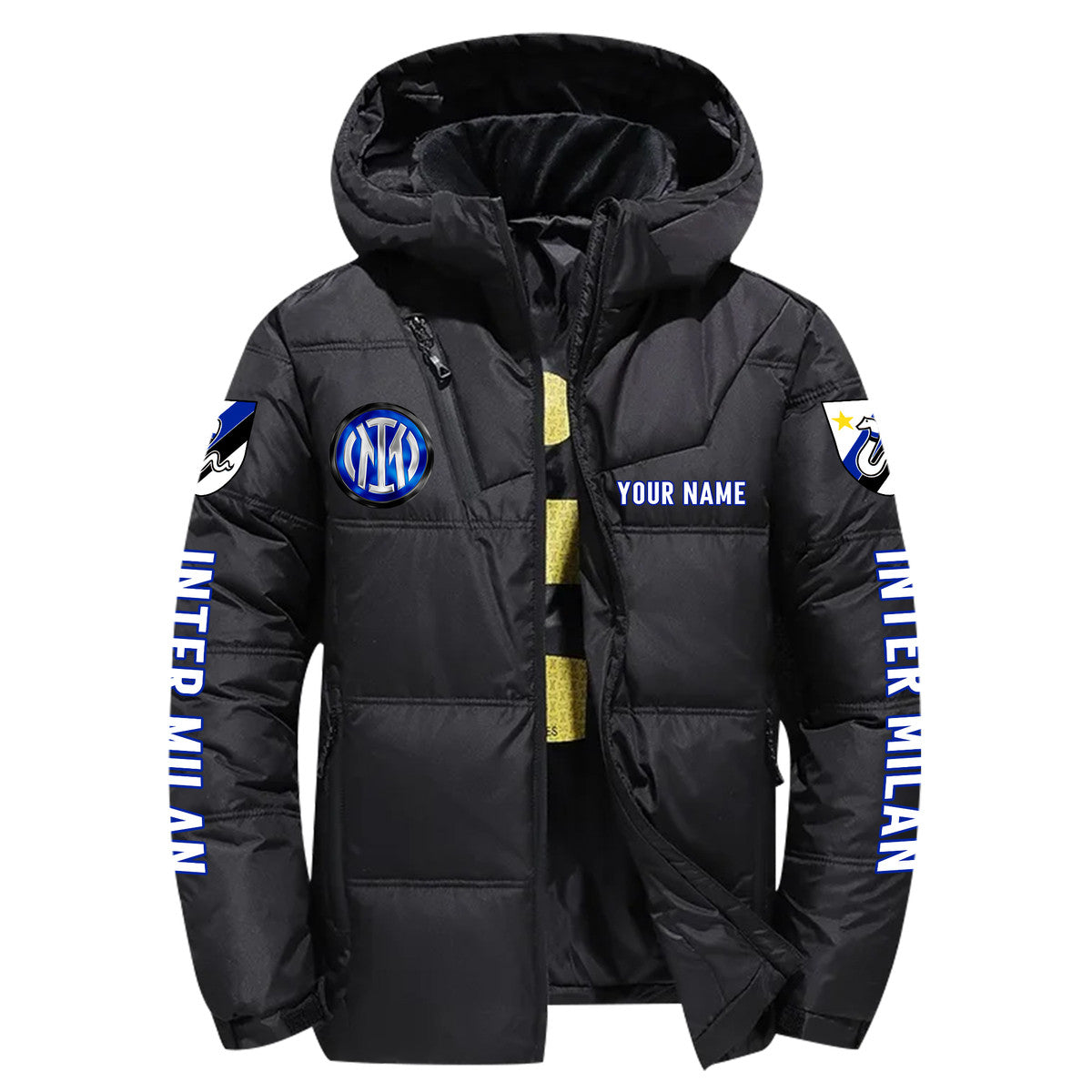 Personalized Inter Milan Puffer Thermal Jacket With Hood Q071006