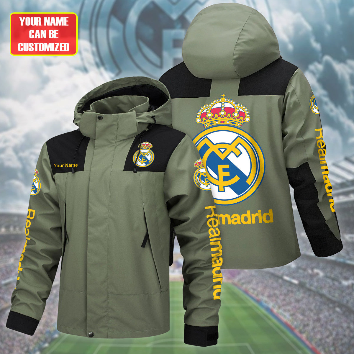 Real Marid FC Outdoor Sports Wind & Waterproof Drawstring Jacket P121001