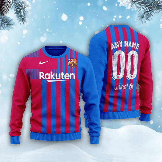 Personalized Barça Q3 Ugly Christmas Sweater , Unisex Wool Sweater Q051115