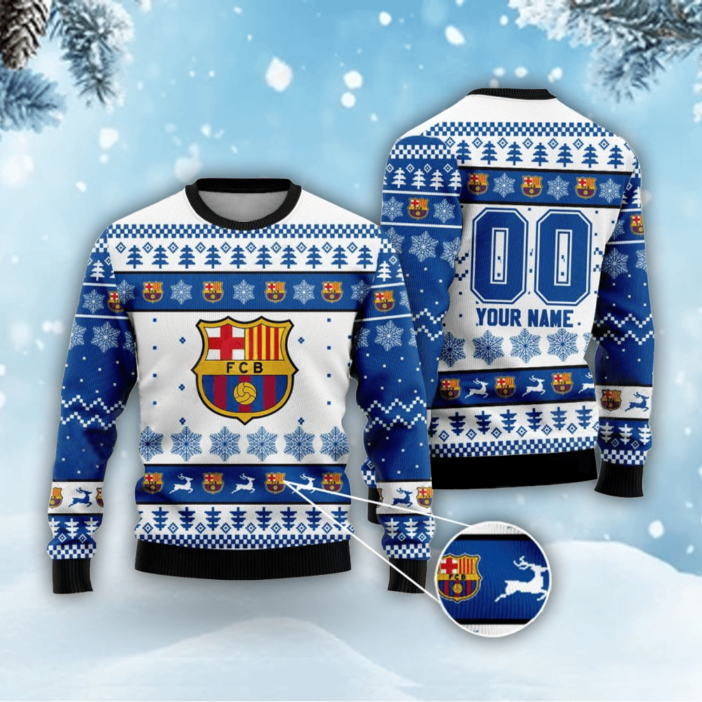 Personalized Barça Q5 Ugly Christmas Sweater , Unisex Wool Sweater Q251102