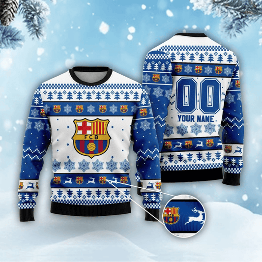 Personalized Barça Q5 Ugly Christmas Sweater , Unisex Wool Sweater Q251102