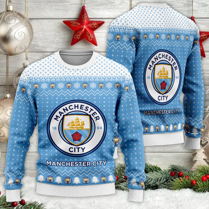 Manchester City S4 Ugly Christmas Sweater , Unisex Wool Sweater S121001