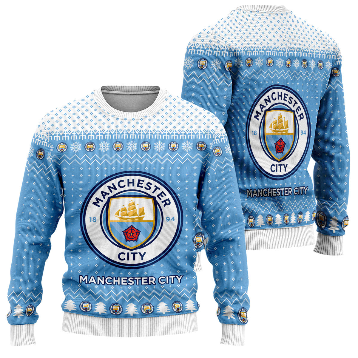 Manchester City S4 Ugly Christmas Sweater , Unisex Wool Sweater S121001