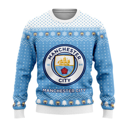 Manchester City S4 Ugly Christmas Sweater , Unisex Wool Sweater S121001