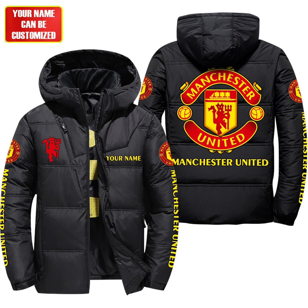 Personalized Manchester United Puffer Thermal Jacket With Hood Q071008