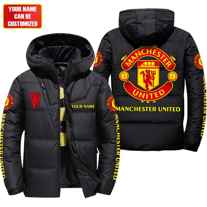 Personalized Manchester United Puffer Thermal Jacket With Hood Q071008